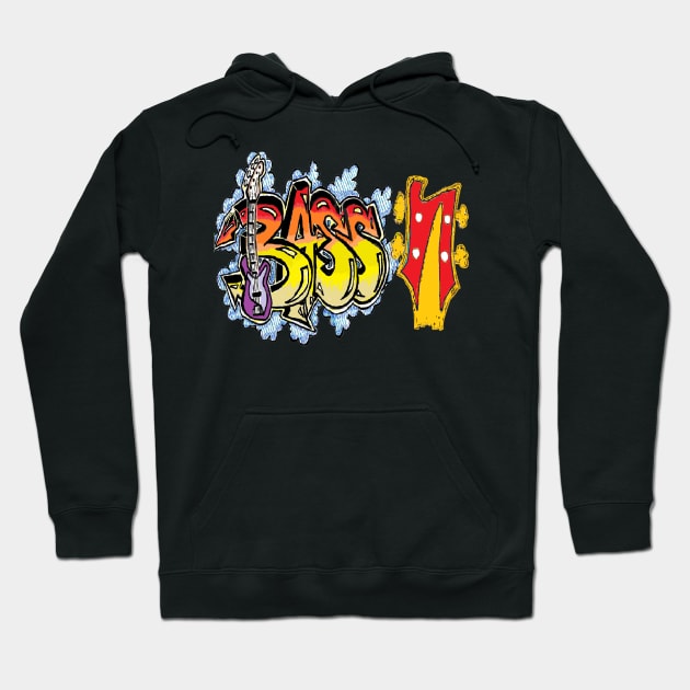 Bass Bass Head Graffiti 7 Hoodie by LowEndGraphics